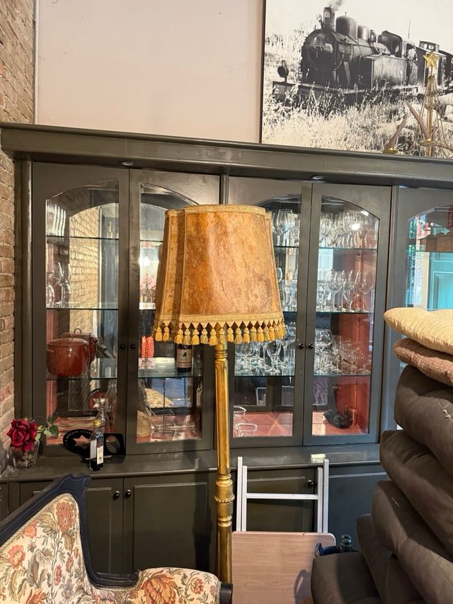 Lámpara Vintage Tela y Cuero