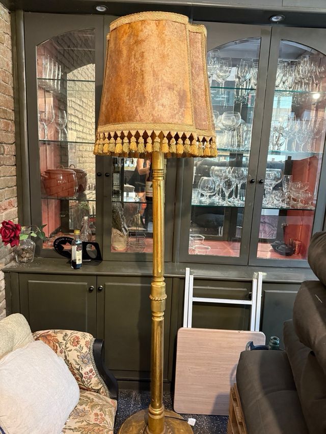 Lámpara Vintage Tela y Cuero