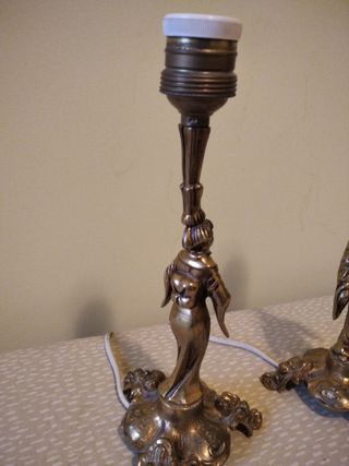 2 pies de lámpara bronce figuras japonesas