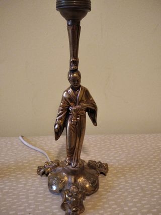 2 pies de lámpara bronce figuras japonesas