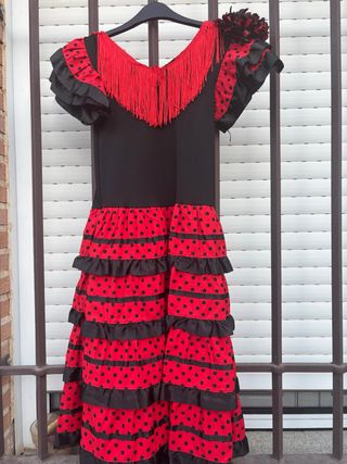Vestido Flamenco Sevillanas con Adorno Pelo