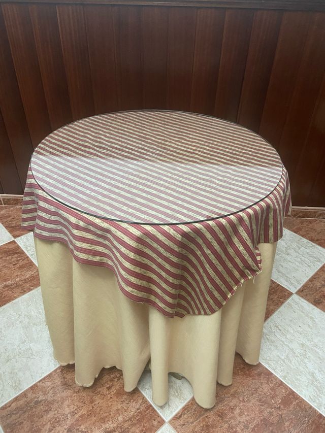 Mesa camilla redonda cristal con falda