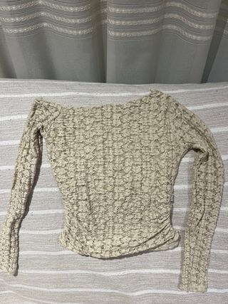 Pull&Bear Top Manga Larga Morado y beige XS