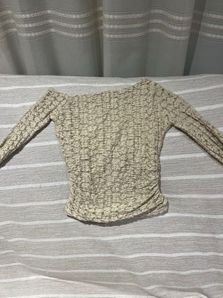 Pull&Bear Top Manga Larga Morado y beige XS