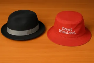 Sombrero Fedora Negro + Gorro Bucket Rojo