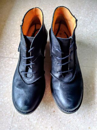 Botines de piel negros mujer