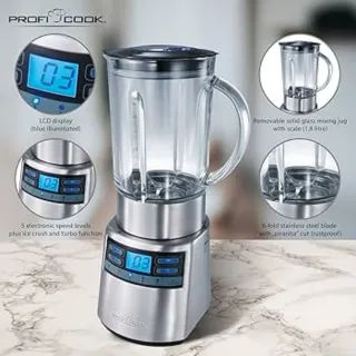 Batidora ProfiCook Vaso Cristal 1.8L