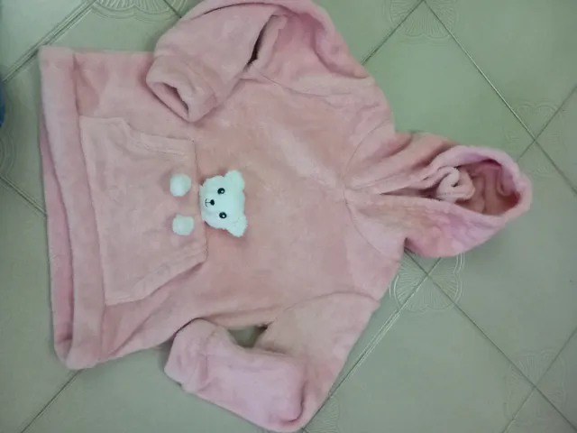 Sudadera rosa con capucha y oso talla 122 128 cm