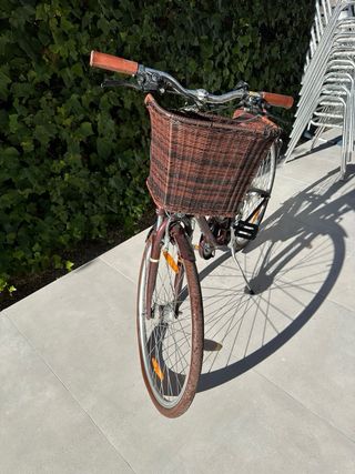 Bicicleta paseo con cesta marrón
