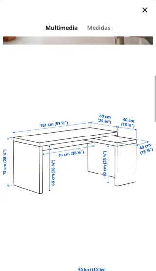 Conjunto Muebles Despacho Madera Blanco