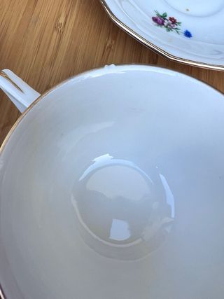 JUEGO de 5 TAZAS LIMOGES PN CON PLATILLOS