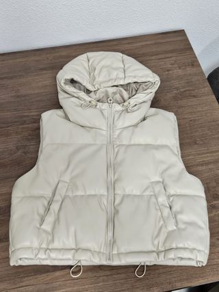 Chaleco acolchado mujer beige