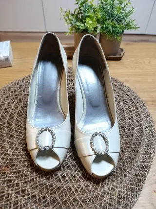 Zapatos de Novia Perla Talla 38.5 Piel