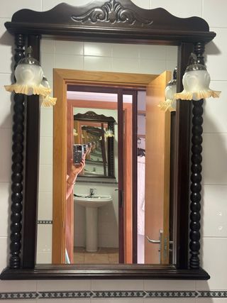 Espejo baño vintage madera vengue