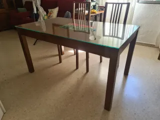 Mesa Comedor Ikea Madera y Cristal