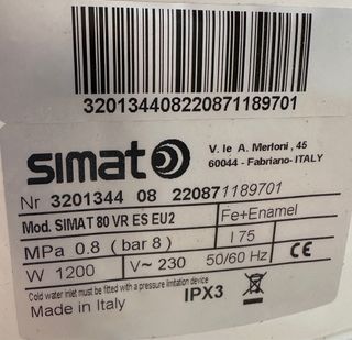 Termo eléctrico SIMAT blanco