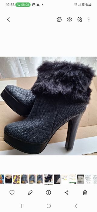 Botines trenzados piel negros tacón