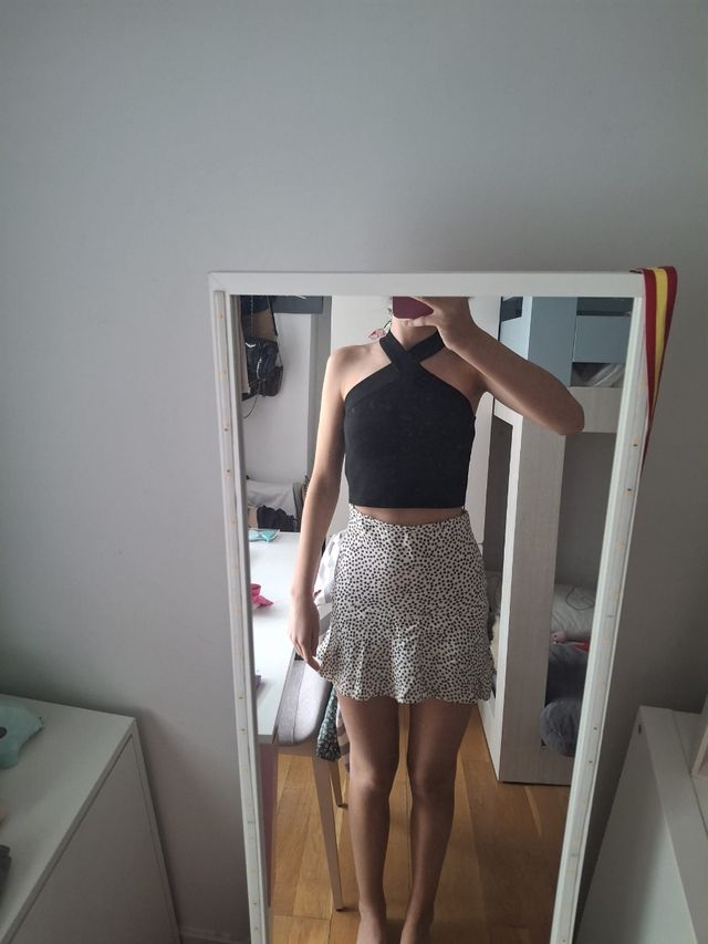 Tops Shein negro y blanco cruzado