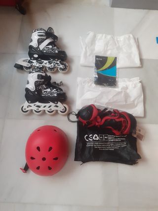 Patines en línea para niño y set de protecciones