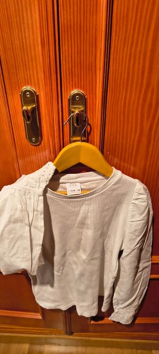 Camiseta Zara niña manga larga blanca