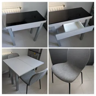 Mesa libro extensible y 2 sillas