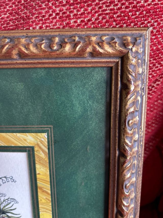 Lámina flor marco madera 