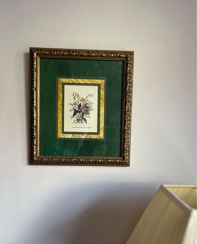 Lámina flor marco madera 