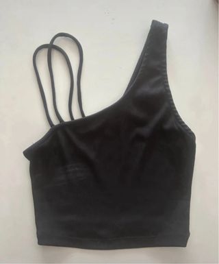 Top Bershka Negro Asimétrico Tirantes