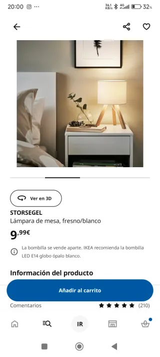 Lámpara de mesa STORSEGEL IKEA