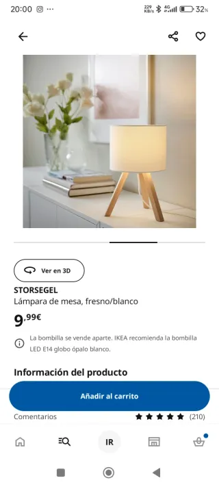 Lámpara de mesa STORSEGEL IKEA