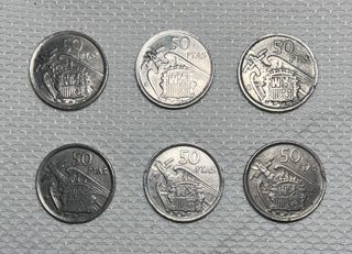 6 Monedas 50 Pesetas Franco 1957
