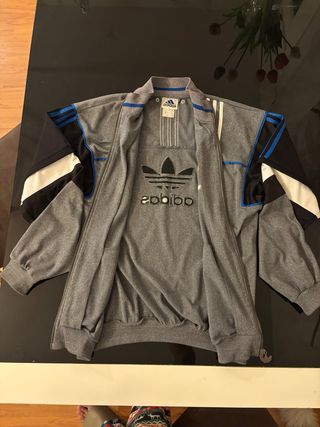 Chaqueta Adidas Vintage Gris y Azul