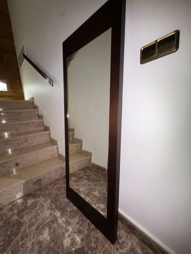 Espejo de Madera Marrón y Dorado