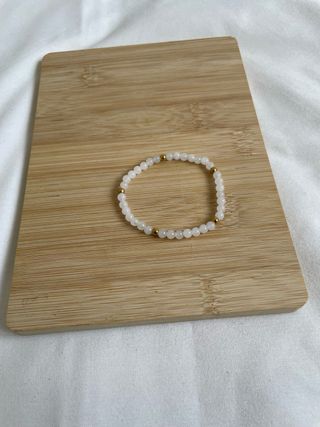 Pulsera elástica de cuarzo blanco de 4mm