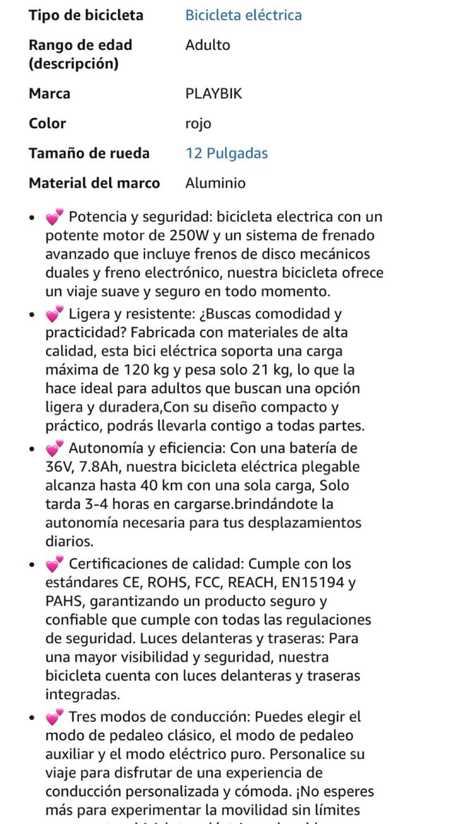 Bicicletta elettrica pieghevole rossa