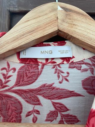 Vestido Mango Kimono Estampado Floral Rojo T.XS