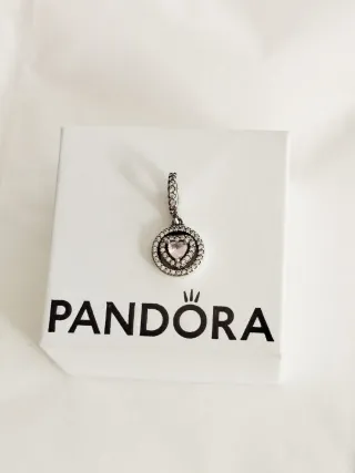 Charm Corazón Doble Halo Brillante Rosa Pandora 