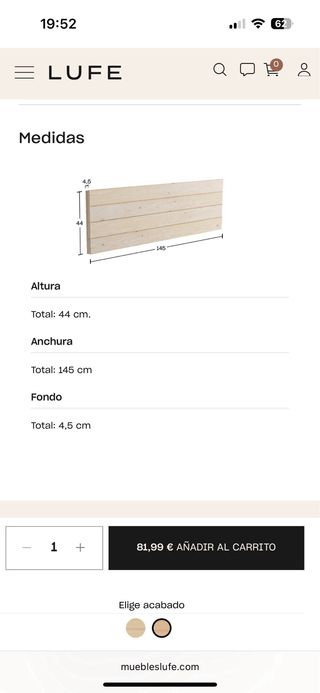 Cabecero de madera para cama 135/140 cm