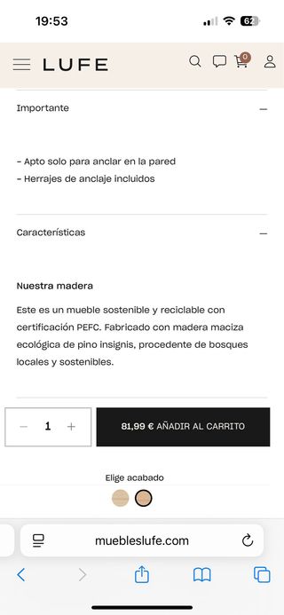 Cabecero de madera para cama 135/140 cm