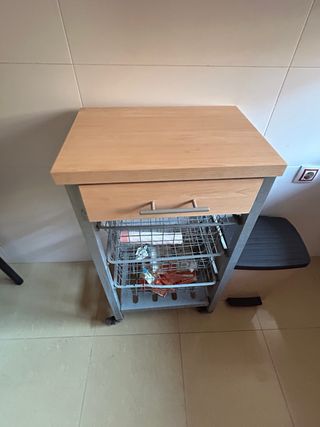 Carrito auxiliar cocina 2 cestas y cajón