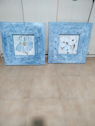 Juego de 2 cuadros decorativos florales