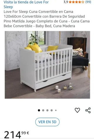 Cuna convertible Love For Sleep 120x60cm