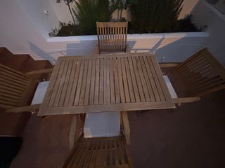 Mesa y 4 Sillas de Jardín Madera