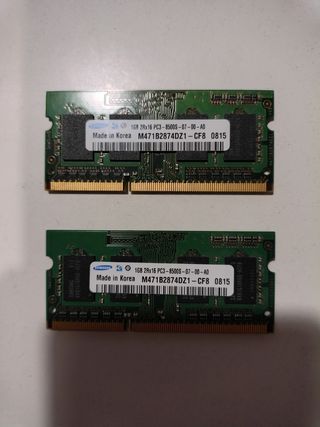 2x Memoria RAM 1GB DDR3 SODIMM 