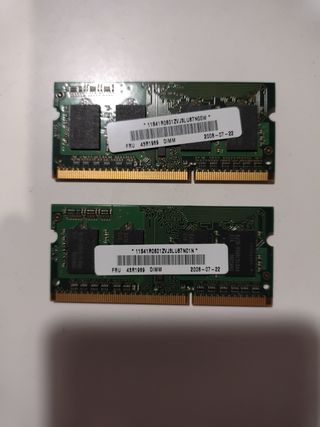 2x Memoria RAM 1GB DDR3 SODIMM 
