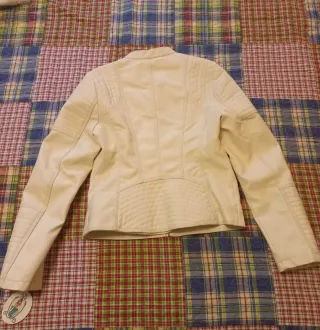 Chaqueta Biker Polipiel Mujer Blanco  roto