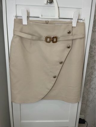 Falda tubo Morgan beige con cinturón