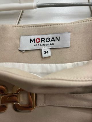 Falda tubo Morgan beige con cinturón