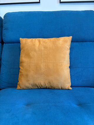 2 cuscini in pelle scamosciata marrone