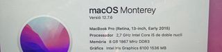 Macbook Pro 13 2015 Plata